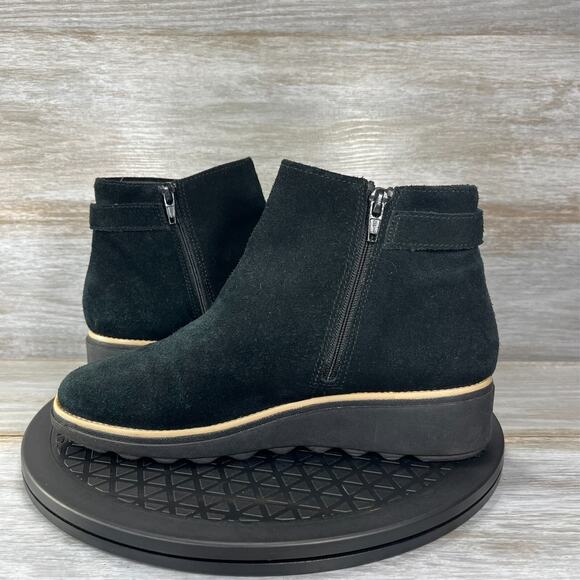 Clarks Women's Sharon Black Suede Zip Up Ankle Boots Size 7 - Picture 8 of 10